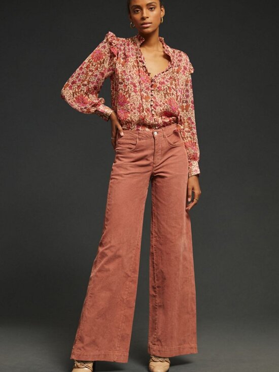 Pilcro Denim - Pilcro Women's Corduroy Wide-Leg Jeans in Rust